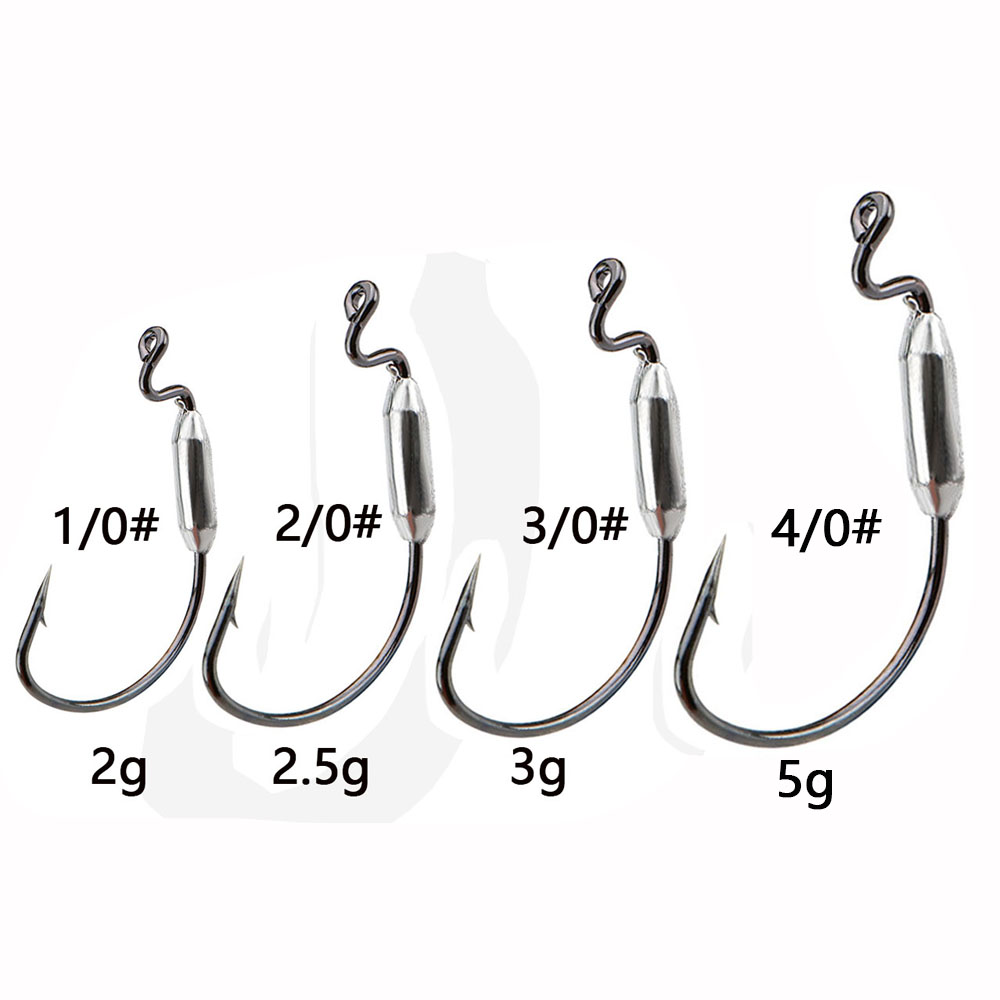 5pcs Soft Worm Lure 1/0# 2/0#  - مراجعة Fishing Hook Offset وسعره
