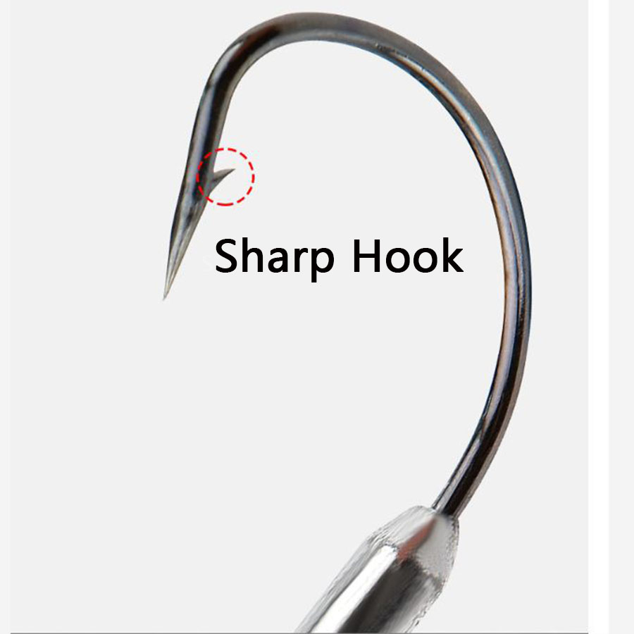 5pcs Soft Worm Lure 1/0# 2/0#  - مراجعة Fishing Hook Offset وسعره