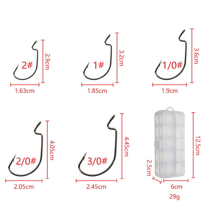 50pcs Wide Worm Hook Carbon St - مراجعة Fishing Hook Offset وسعره