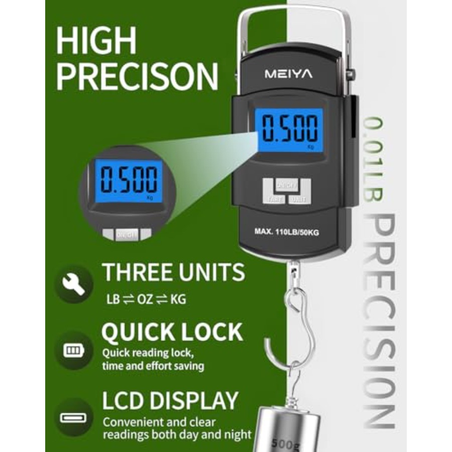Fish Scale 110lb/50kg Digital  - مراجعة Fishing Hook Stainless Steel وسعره