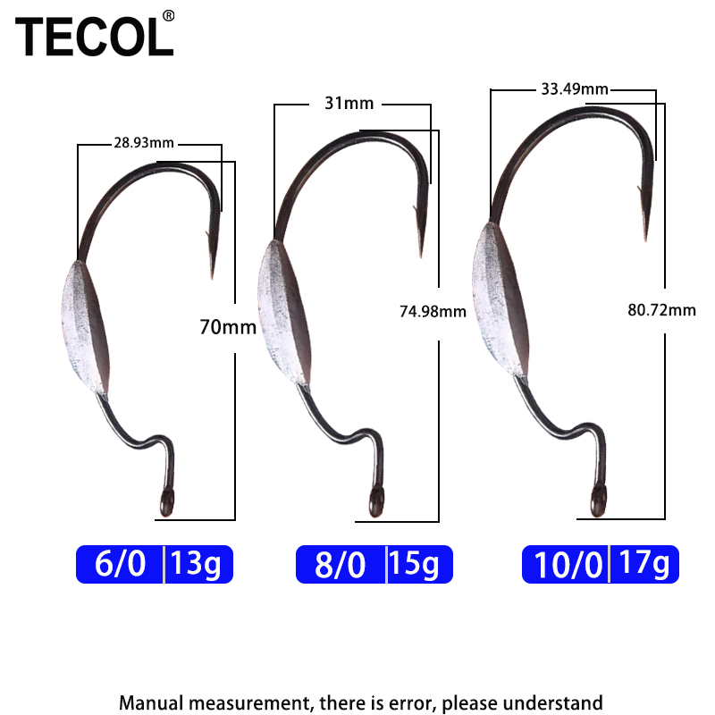 TECOL 3PCS 6/0 8/0 10/0 Weight - مراجعة Fishing Hook Offset وسعره