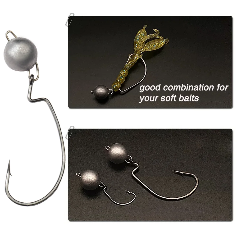 5Pcs Metal Jig Head Worm Hooks - مراجعة Fishing Hook Offset وسعره