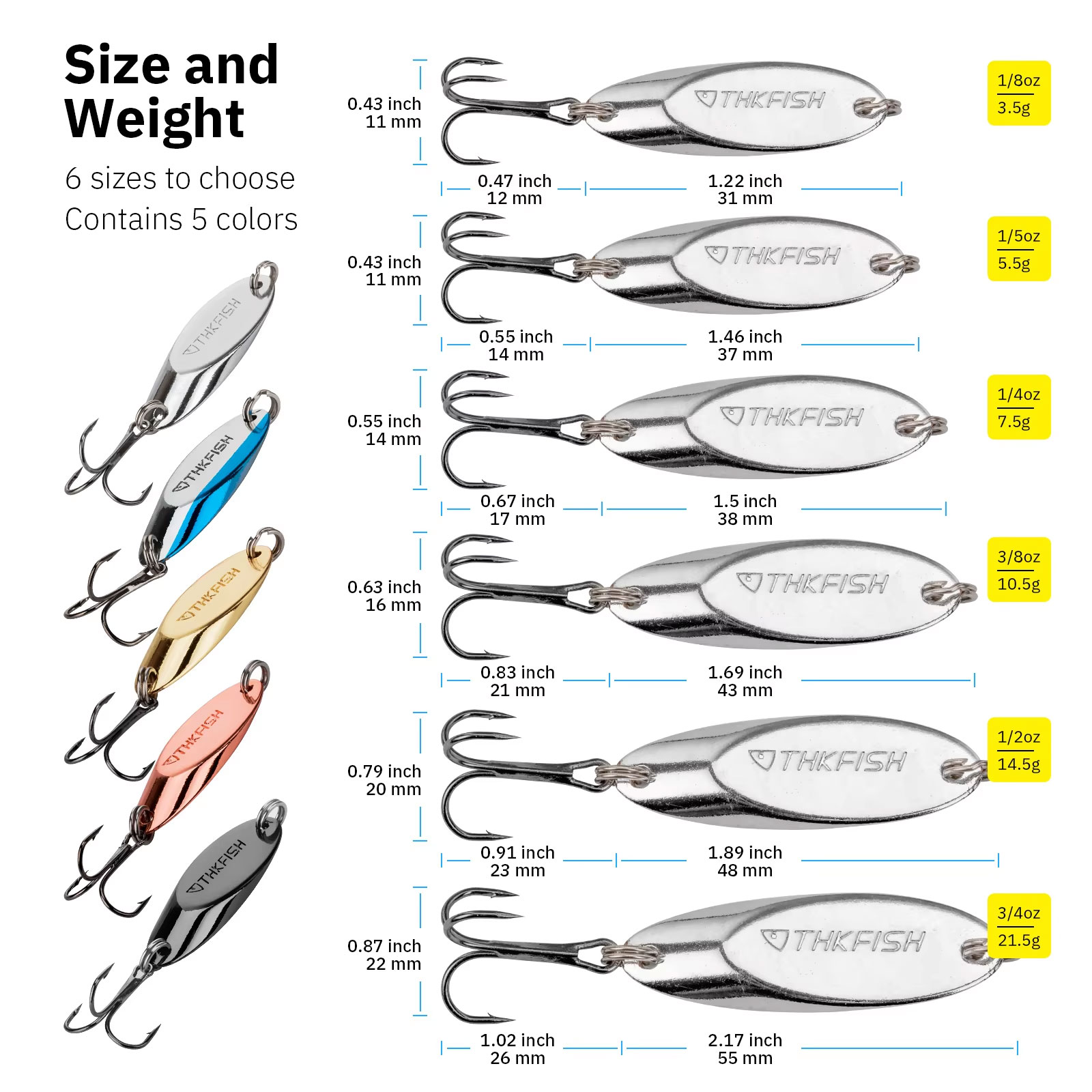 5pcs Metal Spinner Spoon Lures - مراجعة Fishing Hook Treble وسعره